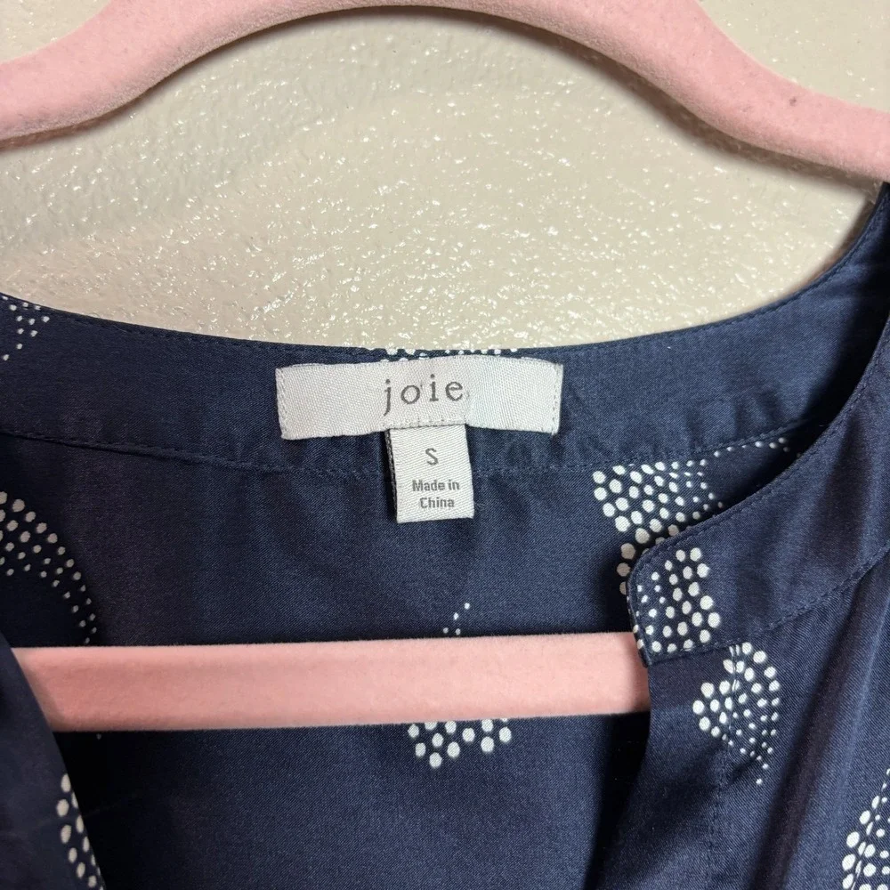 Joie Heart Mintee‎ Silk Button-Front Blouse in Navy Blue Size Women's Small Top